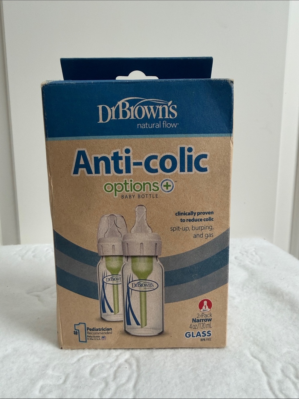 Dr. Brown's Anti-Colic Glass Baby Bottle, 4 oz, 2-pack